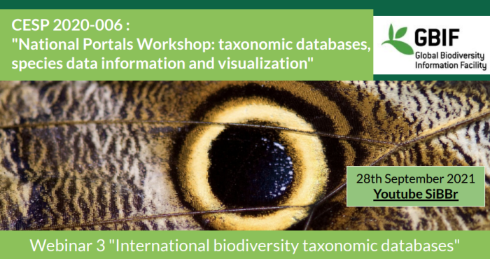 CESP 2020-006 :  "National Portals Workshop: taxonomic databases,  species data information and visualization" - online